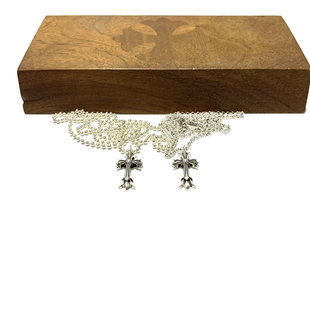 匠银JY 925纯银重叠立体双十字架小号挂坠银饰圆环链吊坠项链