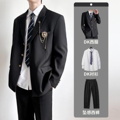 学院风dk男生制服套装徽章西服潮