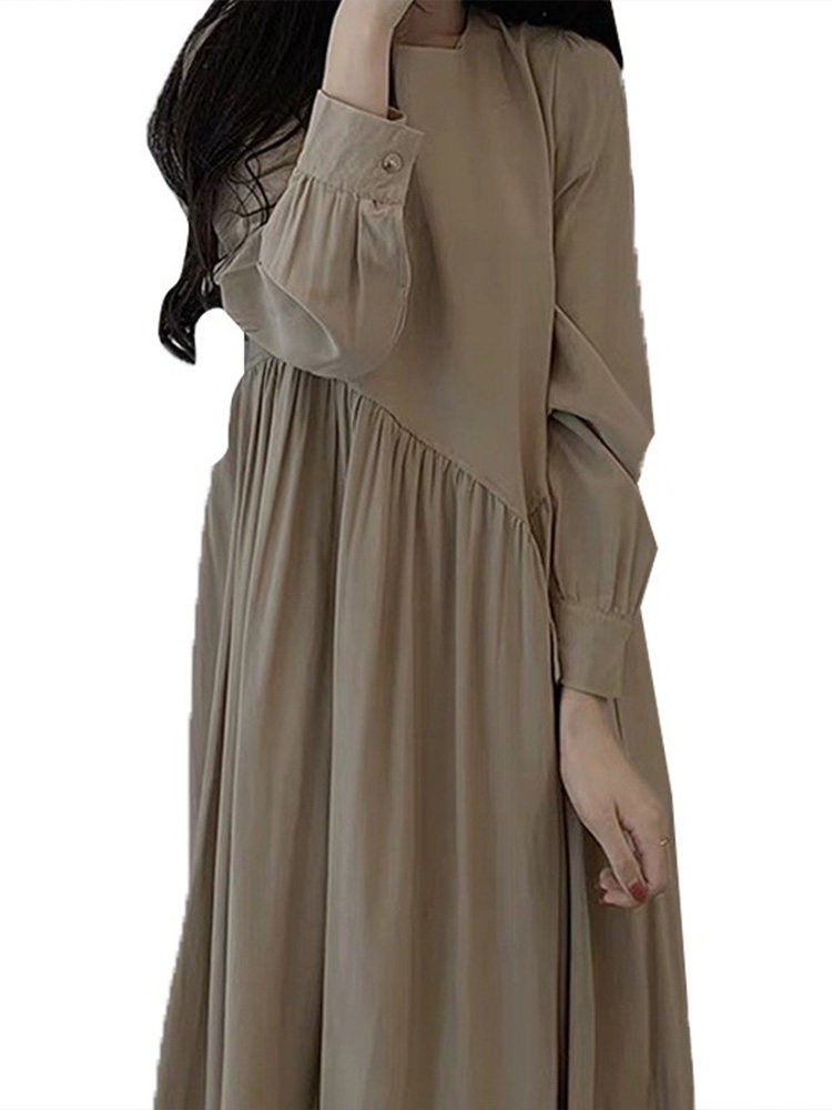 2024 AUTUMN NEW HIGH-END LIGHT LUXURY FRENCH LONG SKIRT DESIGN SENSE NICHE LOOSE TO COVER THE FLESH AND LOOK THIN LONG-SLEEVED DRESS