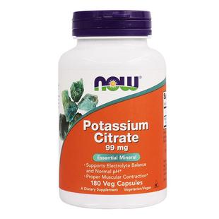 美国 素99mg补钾180粒 Foods柠檬酸钾胶囊平衡酸碱PH值钾元