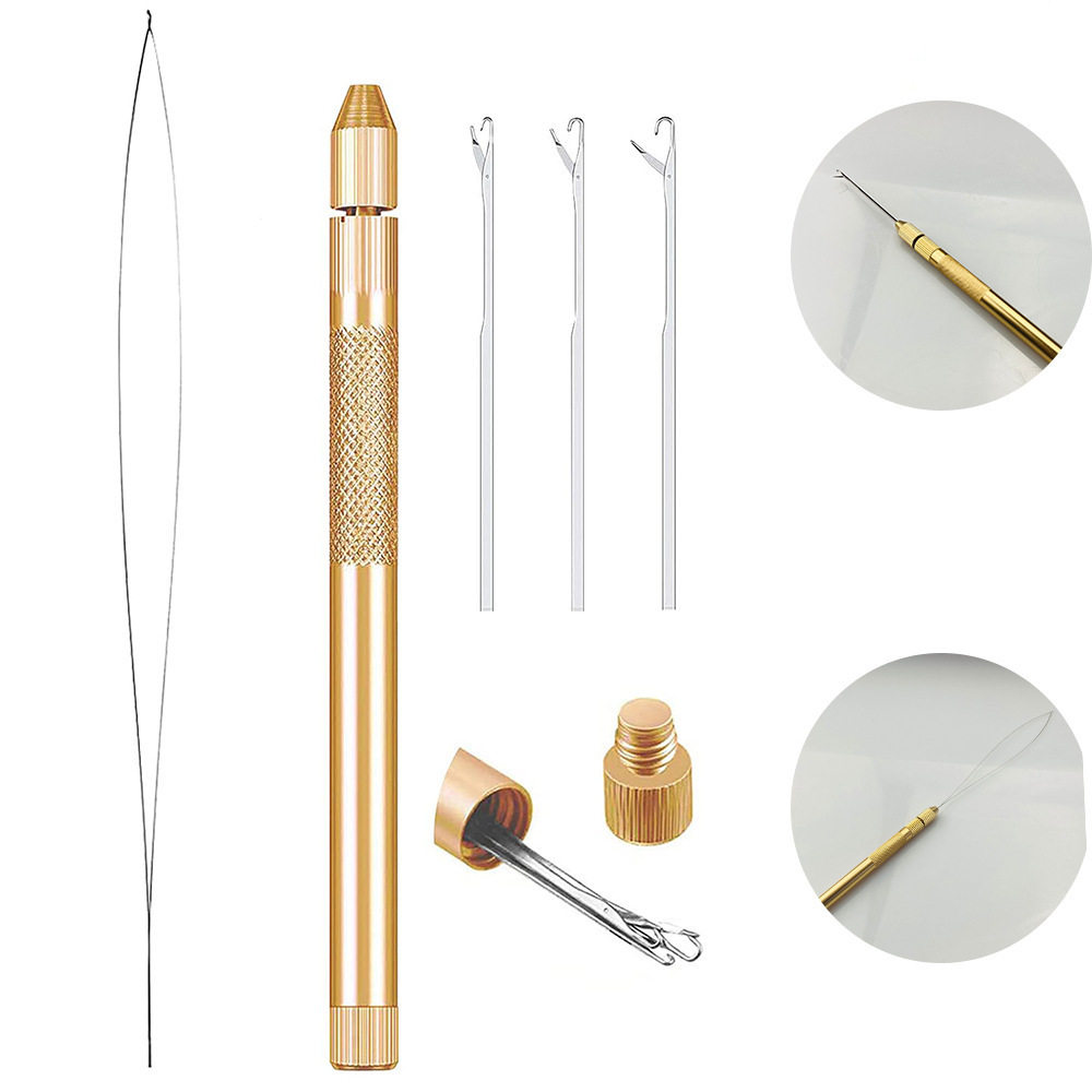 可拆卸雷鬼脏辫接器发工具组合假发钩针金属柄接发串珠器钩针套装