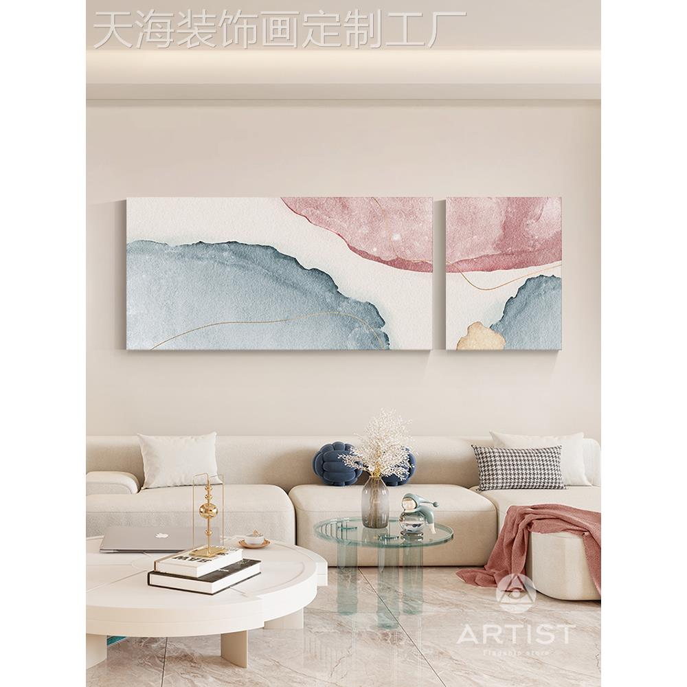 网红简约大气客厅饰画肌理砂装岩画沙发背景墙挂画变色极简抽渐象图片