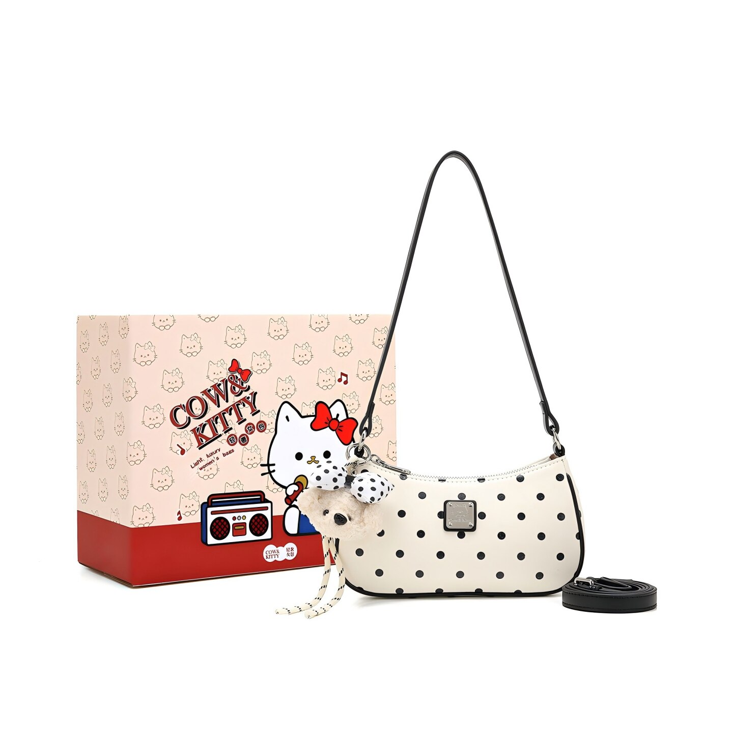 官网正品Cow&Kitty腋下包包女2026新款波点新月形百搭单肩斜挎包
