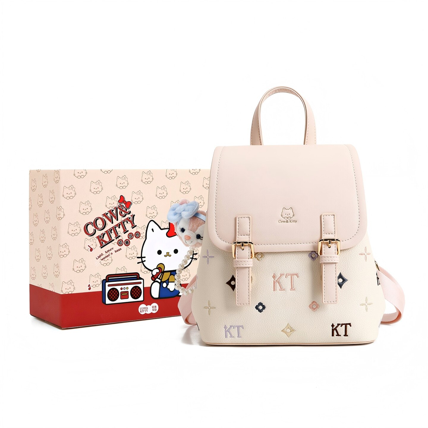 官网正品Cow&Kitty双肩包2026新款卡通刺绣高颜值轻便女双肩背包