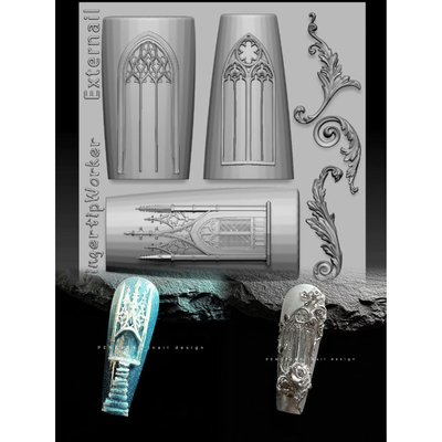 【FingertipWorker】原创小众精致花窗美甲模具