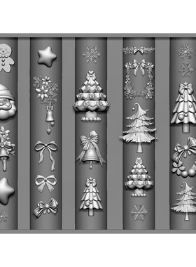 【FingertipWorker】联名精致立体圣诞树圣诞老人美甲模具