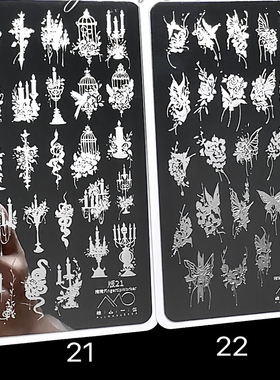 FingertipWorker｜原创小众手绘美甲烛台、花卉蝴蝶天鹅4款印花板