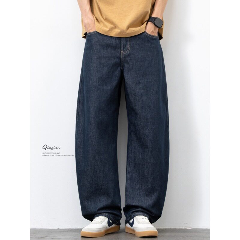 轻澜夏季薄款牛仔裤男直筒宽松阔腿垂感美式休闲弯刀裤子2026新款