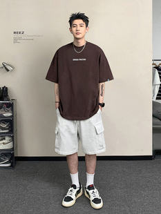 T恤男夏季 REEZ 320g重磅双纱短袖 宽松潮牌情侣打底衫 店主穿搭