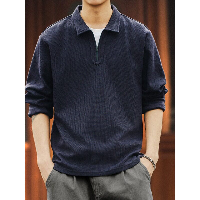 美式330g重磅华夫格男士Polo衫