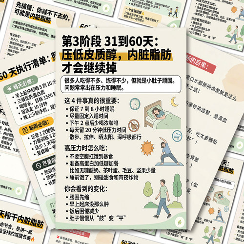 内脏脂肪燃烧计划贴纸减脂瘦肚子腰围管理提高身体代谢自律生活
