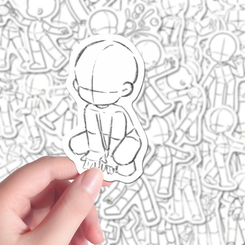 198张Q版人体动态oc人物设计美术生每日一练临摹素材参考模板贴纸