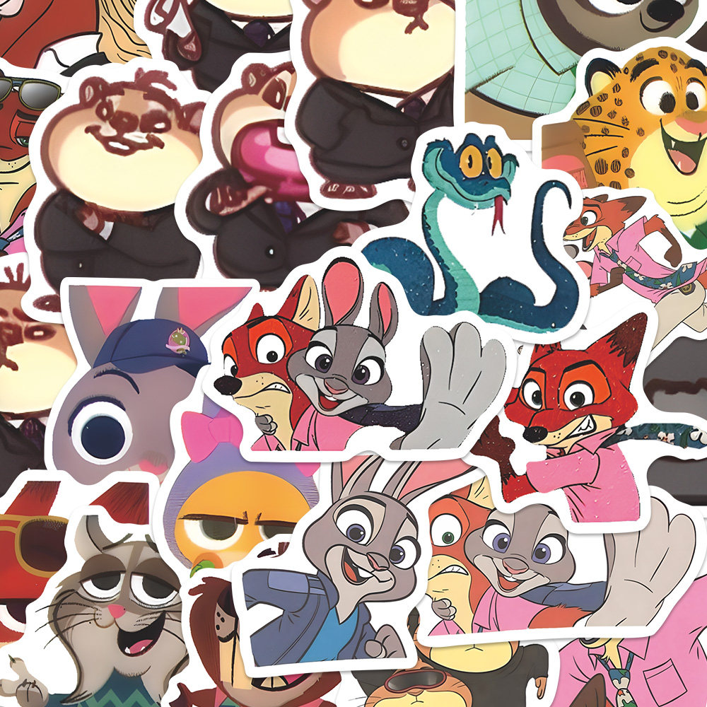 147张疯狂动物城卡通Q版贴纸高颜值行李箱手机壳笔记本贴画自粘