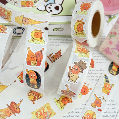 1500贴卡通可爱治愈系爆款潮玩POPMART星星人周边封口自粘卷卷贴