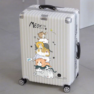 饰贴画 卡通可爱动物层叠猫行李箱贴大整张旅行箱ins风墙房间壁装