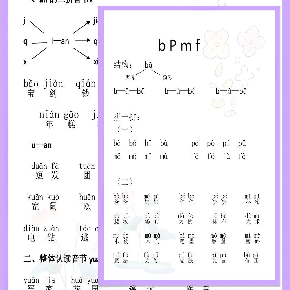 拼音拼读技巧训练儿童启蒙早教益智幼小衔接知识点学习大张贴画