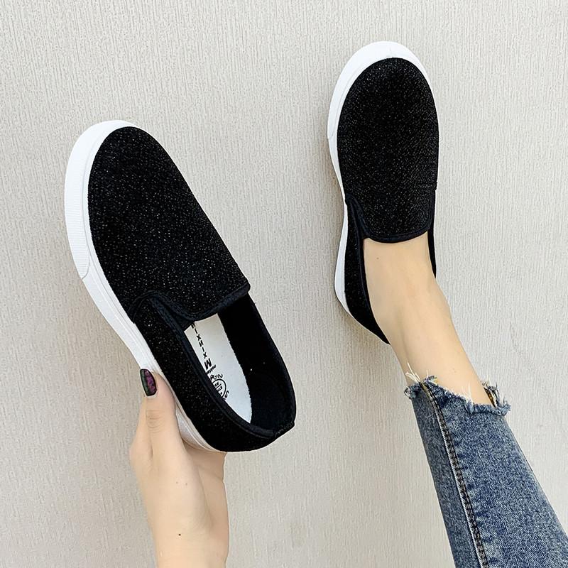 韩版平底休闲鞋2025春秋季新款布鞋时尚单鞋懒人一脚蹬帆布鞋板鞋