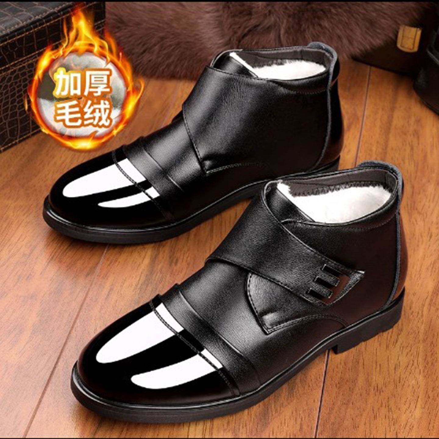 朴月贸易轻奢男鞋飞行员雪地靴新款男士冬季保暖棉鞋加绒休闲皮鞋