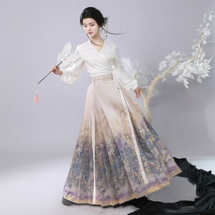 蝶语春宴马面裙国风华服仿妆花织金半身汉服马面裙 明制汉服马面