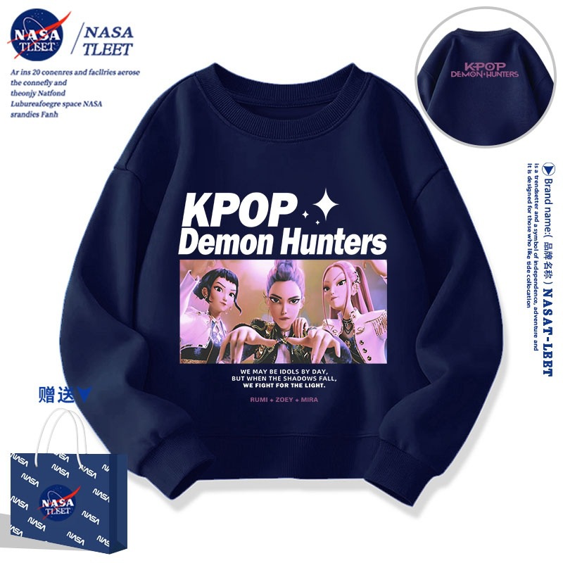 NASA联名猎魔女团KPop Demon Hunters周边衣服动漫卡通圆领上衣服