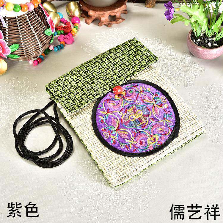 民族风绣花斜跨包粗麻布包包单肩斜挎包文艺布艺麻包女包刺绣