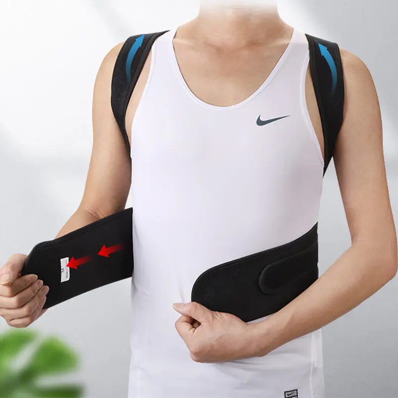 新款男女背部支撑带可调节透气坐姿矫正带形体固定加压驼背纠正带