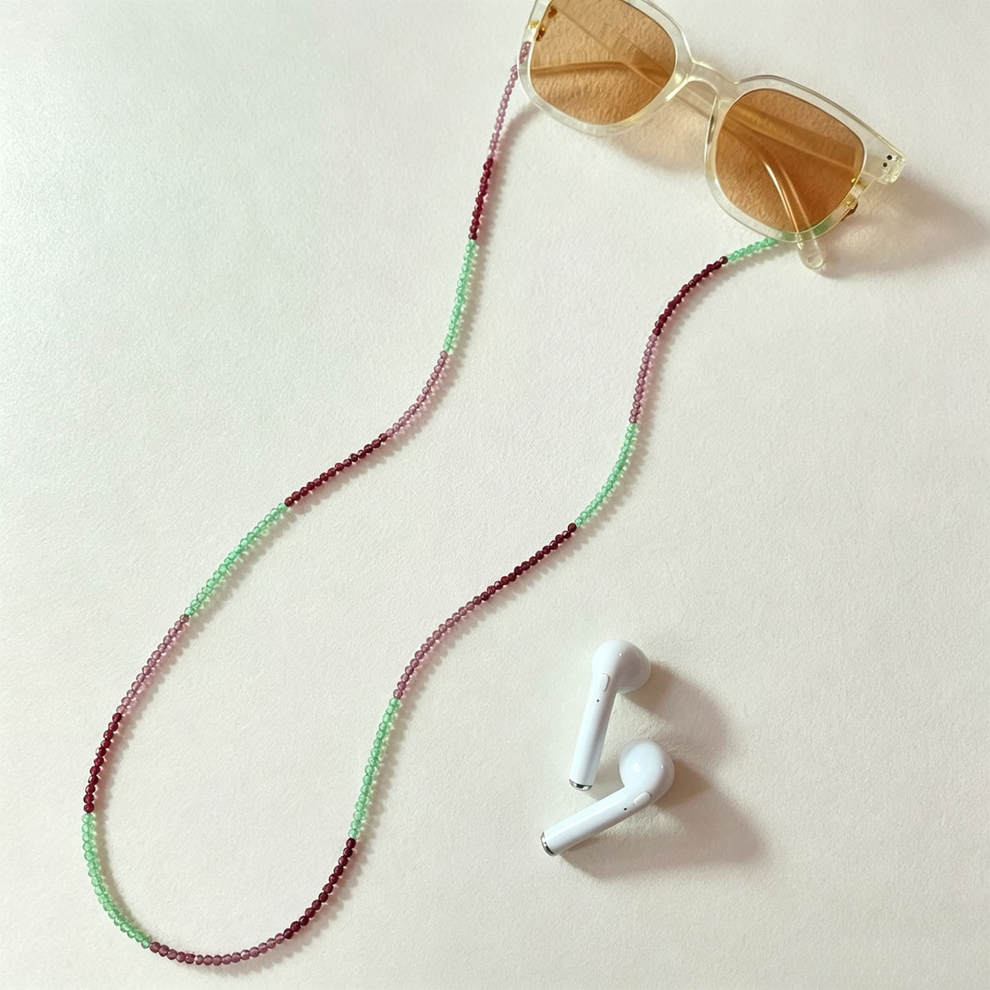 渐变色串珠眼镜挂绳老花镜防丢绳