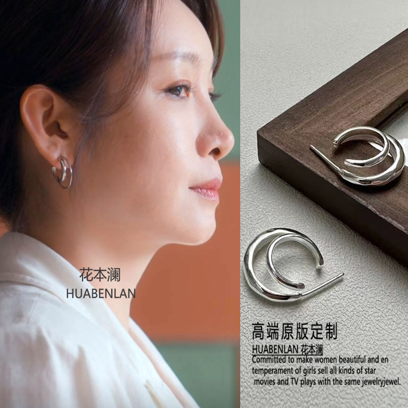 时光正好秦海璐许梦安同款耳环银色几何金属时尚高级感耳钉耳饰