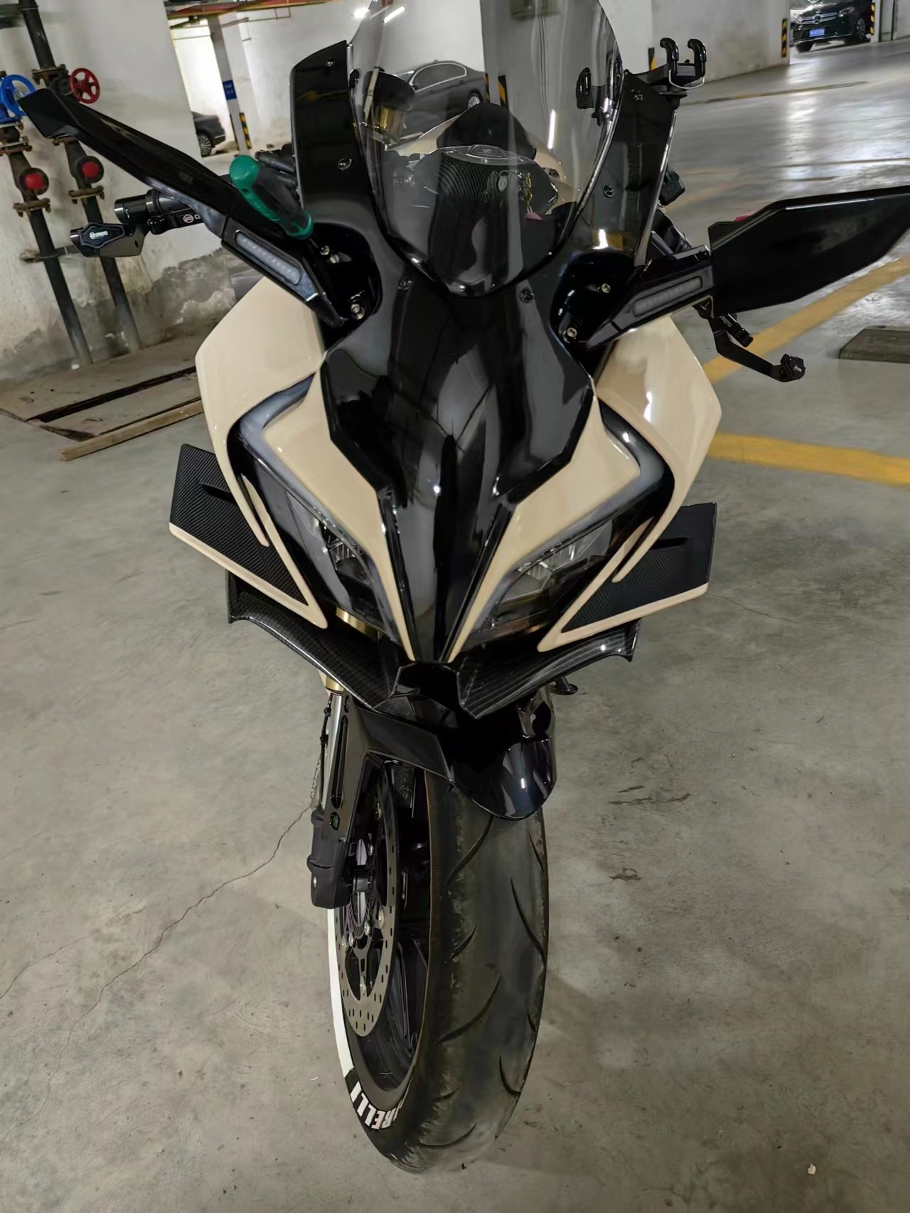 适用450SR SRS 单双摇臂改装定风翼后视镜侧风刀碳纤维水转印