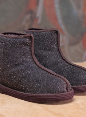 【柞蚕丝手工棉花棉靴】纯手工千层底布鞋女冬季复古圆头保暖棉鞋