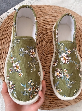 村匠纯手工纳底千层底布鞋女春夏单鞋一脚蹬软底鞋绿色薄荷曼波风