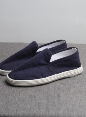 村匠布鞋纯手工千层底一脚蹬单鞋男女情侣春夏布鞋透气防臭小白鞋