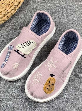 农村老北京千层底布鞋女夏季原创绣花布鞋复古面包鞋圆头可爱舒适