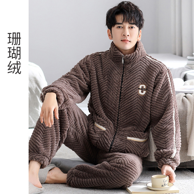 乌拉拉公主珊瑚绒睡衣男冬款加厚