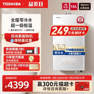 东芝燃气热水器家用强排天然气16升零冷水恒温进口芯片TS5大白梨