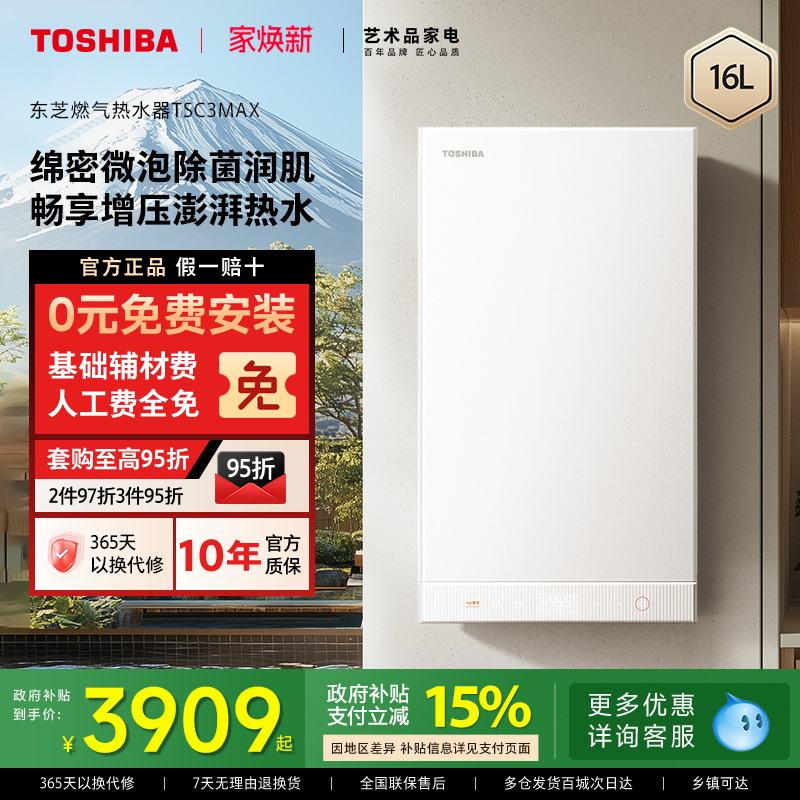 东芝白玉燃气热水器增压水伺服