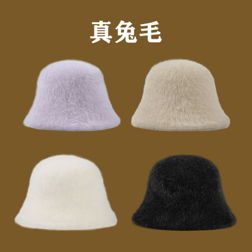 高端品质！真兔毛百搭女士渔夫帽秋冬户外护耳保暖显脸小水桶盆帽