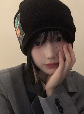 韩版ins风字母毛线帽女保暖