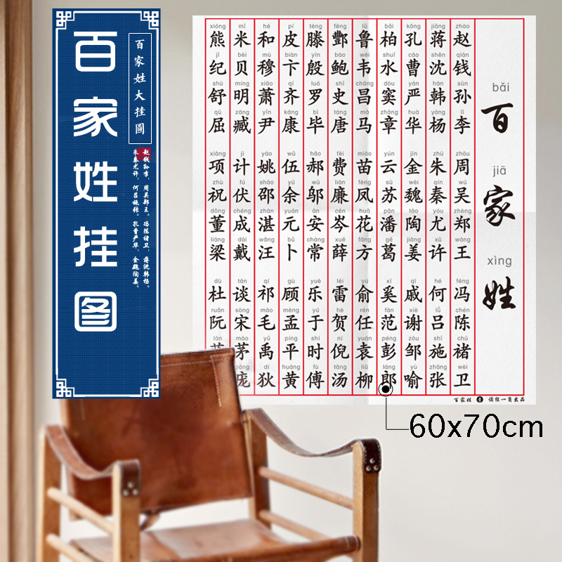 读经一角百家姓国学完整版挂图