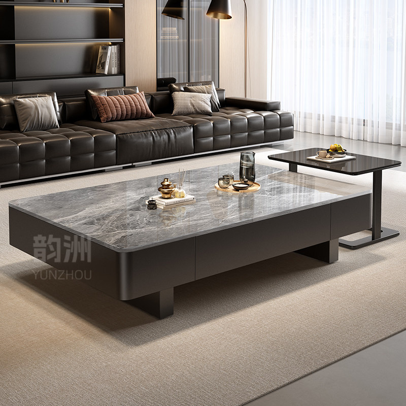 实木茶几意式家用客厅长方形桌子轻奢高级感小户型电视机柜组合