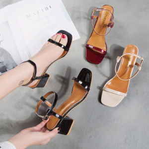 凉鞋女夏中跟2021新款百搭韩版一字带高跟鞋ins网红仙女风罗马鞋