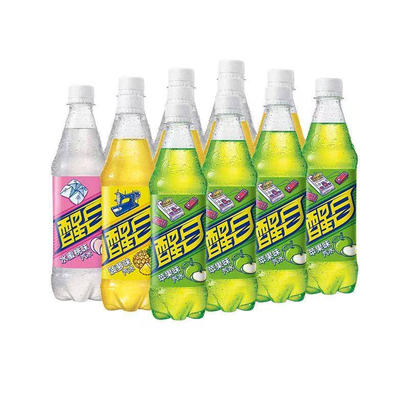 醒目果味汽水500ML苹果蜜桃菠萝味碳酸饮料