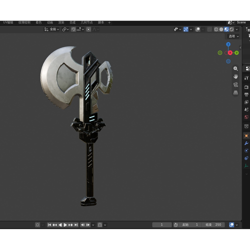 斧头武器3d模型文件素材含贴图fbx/obj/blender/glb
