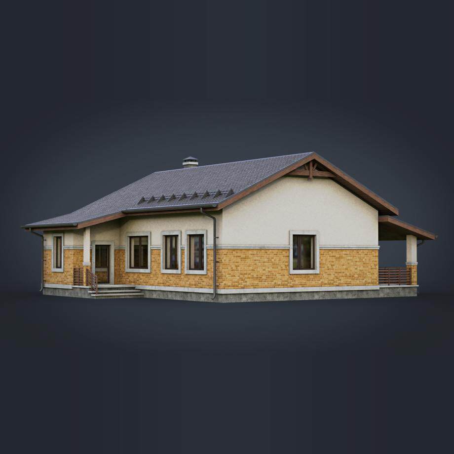 欧美现代小房子3D模型含贴图 里面是空的 .blender.max.fbx.stl