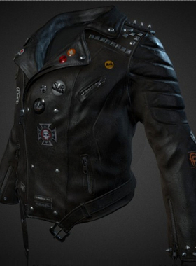 男士皮衣3d模型素材含贴图blender/fbx/obj/glb朋克短款黑色