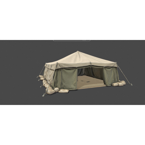 军队帐篷3d模型文件素材含贴图blender/obj/fbx/glb