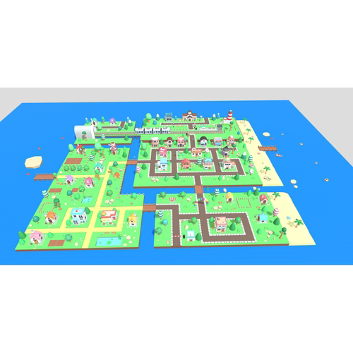 卡通城市街区3d模型文件素材含贴图blender/obj/fbx/glb