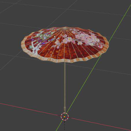 写实中国古代油纸伞3D模型含贴图glb/blender雨伞