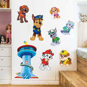 狗狗巡逻队汪汪动画卡通自粘墙贴儿童装 饰男孩墙壁海报衣柜房门
