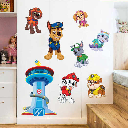 狗狗巡逻队卡通自粘墙衣柜房门贴
